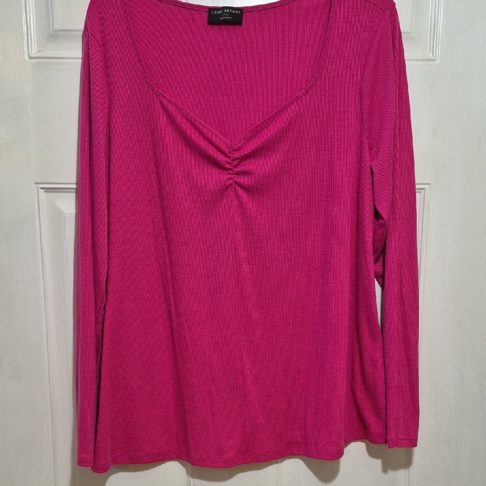 Lane Bryant Vibrant Pink Long Sleeve Top